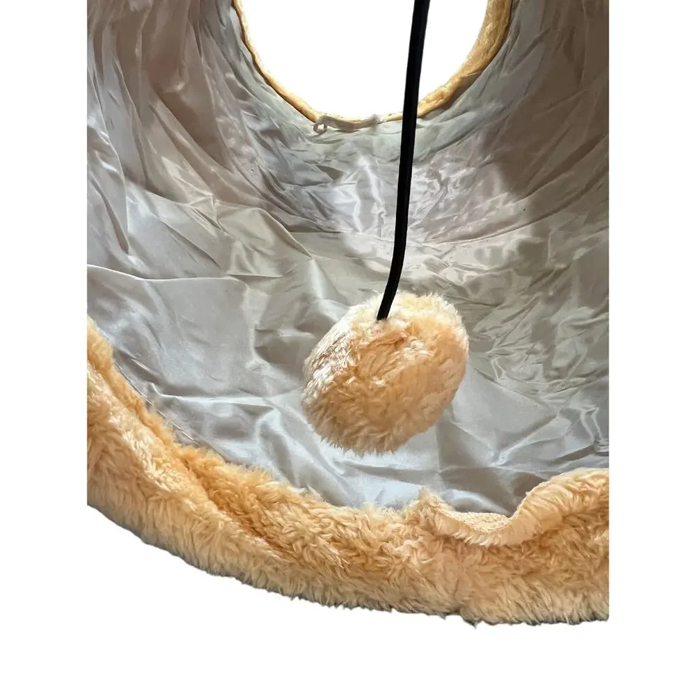 Small animal cat collapsable tunnel with toy hanging ball